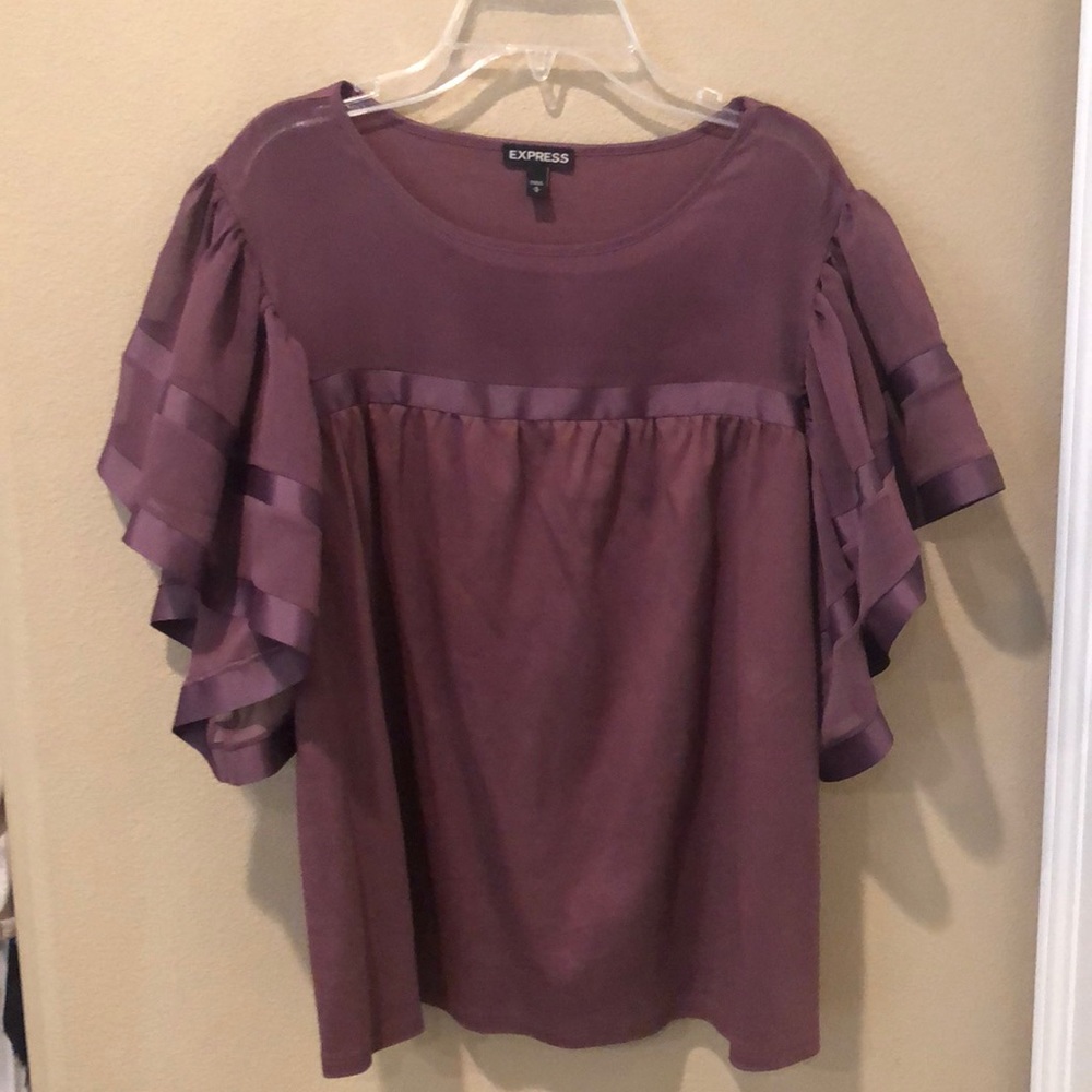 Express Ruffle Butterfly flutter Sleeve Top